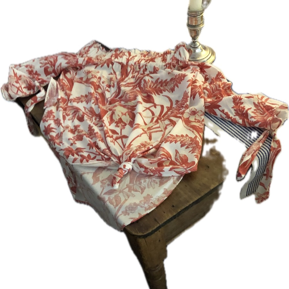 2 for $10!! Off the shoulder Coral Print Top with 3/4 sleeves